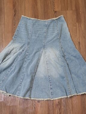 Mango Light Blue Panelled Denim A-Line‎ Skirt